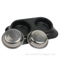 Pet Water Bowls Slanted Double Dog Food Bowl